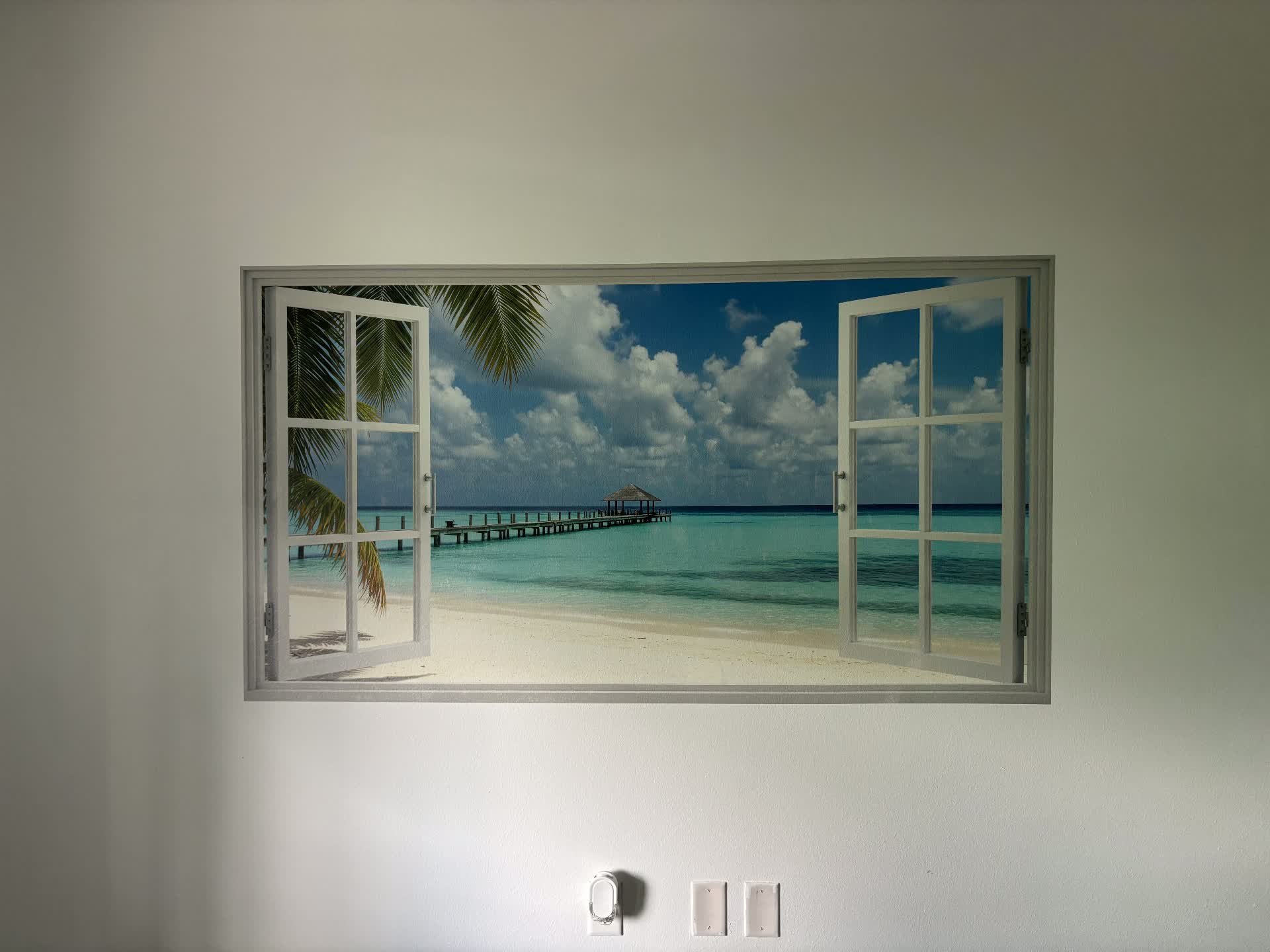 Tropical Window View — Trompe-l'œil Mural printed by DreamWall Studio